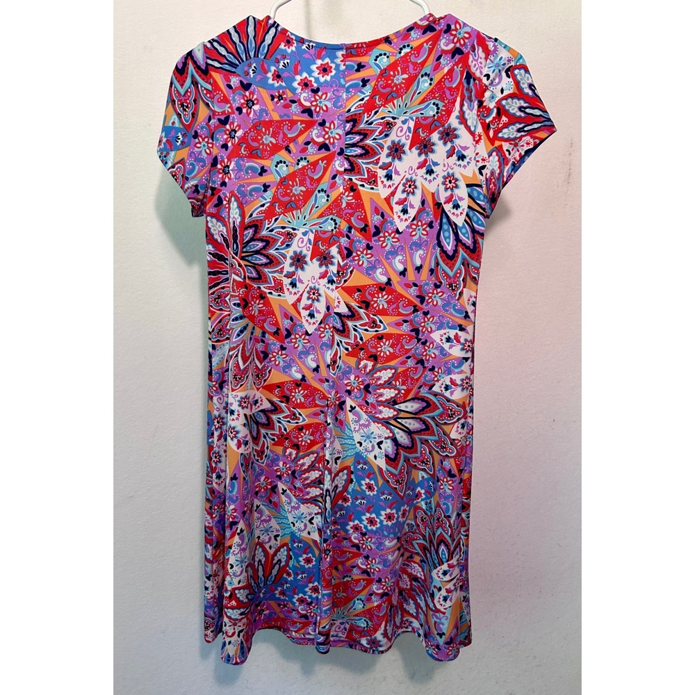 Ivy Lane Petite Short Sleeve Ring Keyhole Shift Dress Multicolor Paisley PS - Picture 2 of 8